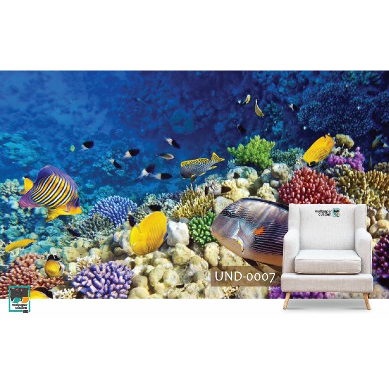 Wallpaper Dinding 3D Custom Alam Dunia Laut Biru (UND-0007)
