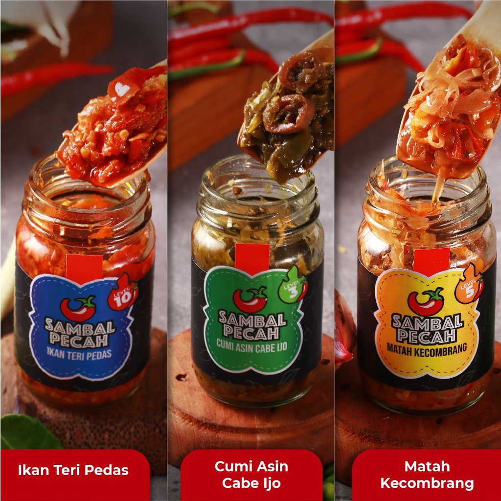 

Sambal Pecah - Bundling Set 2 (3 Jar Netto 100 Gram)