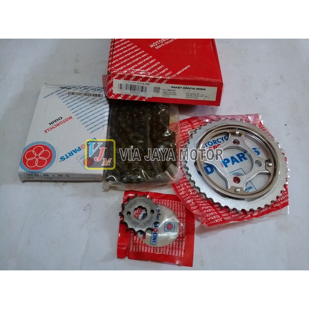 VJM GEAR GIR DEPAN BELAKANG PAKET GIR SET HONDA CS1 CS 1 428H - 42T - 14T - 116L INDOPART / NAKASONE