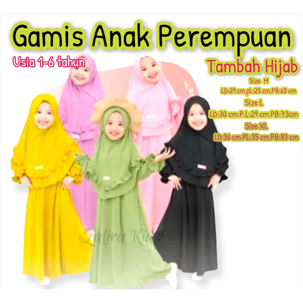 Gamis Anak Perempuan Modern Set Khimar Syari Kwalitas Premium Terbaru Tahun 2022