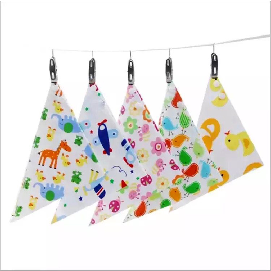 Bib Bayi Segitiga isi 5 Pcs Slabber Bayi segitiga Bahan Katun import Celemek Bayi bentuk segitiga Bib Bayi Lucu Tatakan iler Bayi