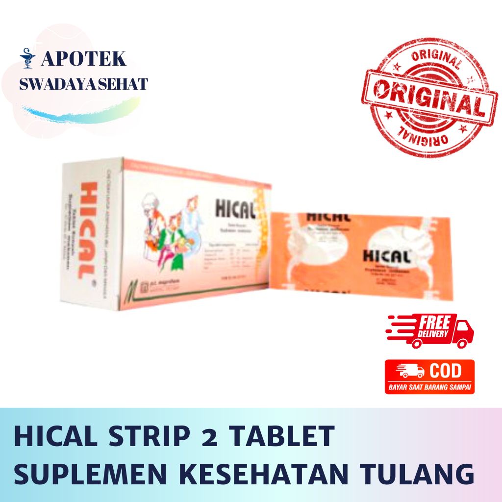 HICAL Strip 2 Tablet Kunyah - Suplemen Kalsium Vitamin D Baik Untuk Tulang Anak