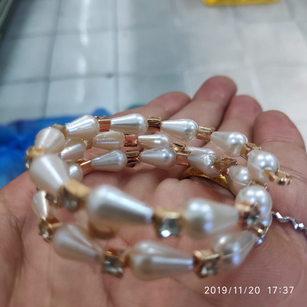 Gelang Mutiara  Anak Rhodium Mewah Tokopelanginicer