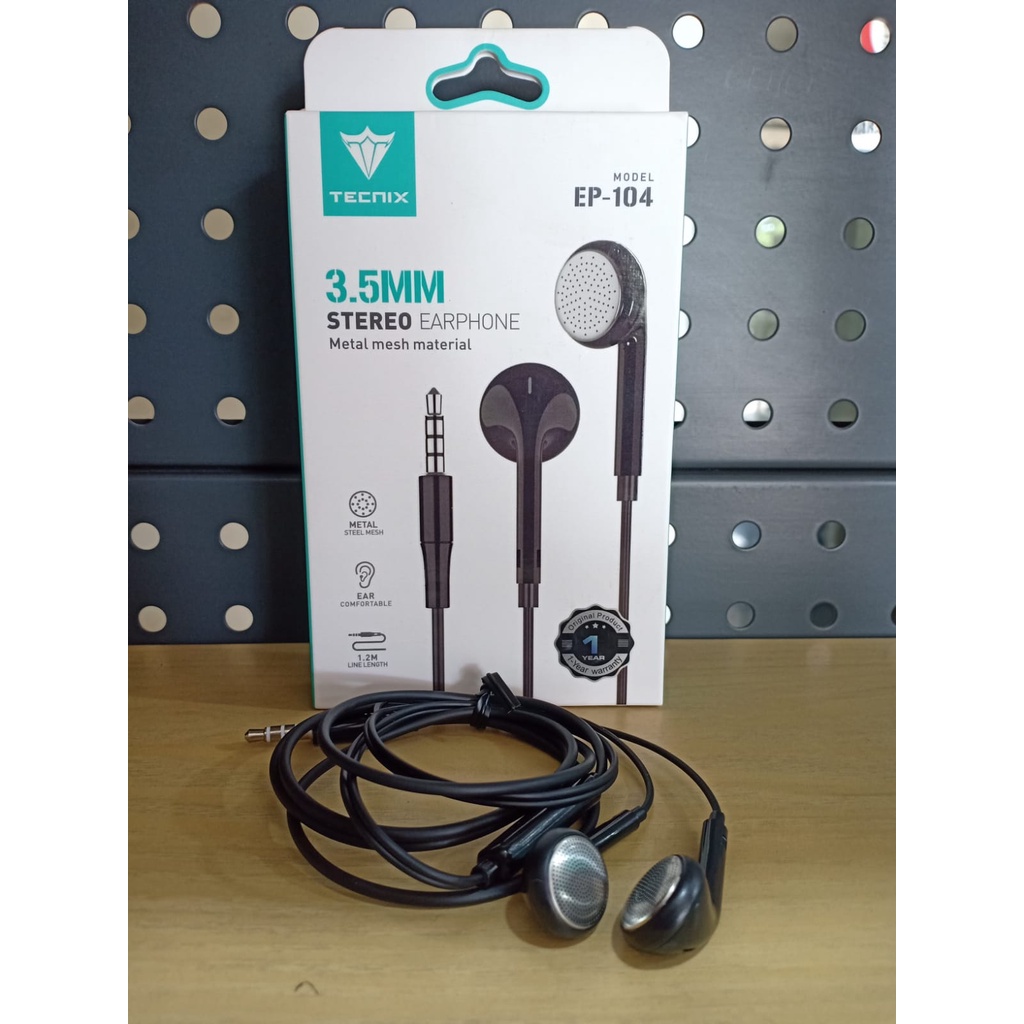 Headset Stereo Tecnix EP-104 Earphone Stereo With Mic Jack 3.5mm