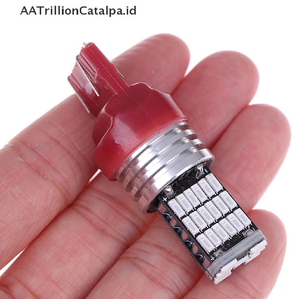 Aatrillioncatalpa 1pc T20 7443 45-SMD Canbus LED 7440 W21W Untuk Lampu Rem / Sein Belakang Mobil