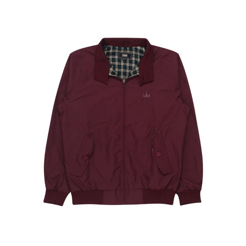 jaket harrington screamous original cleto maroon/black