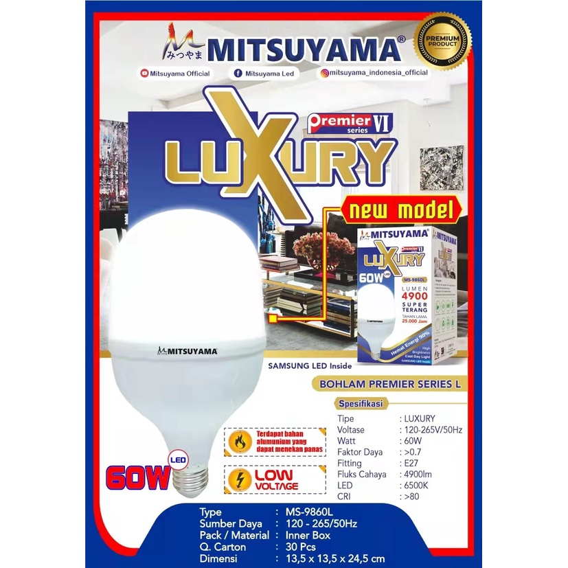 Barangunik2021-Bohlam Lampu LED 60 Watt Premier Series VI Luxury Mitsuyama MS-9860L