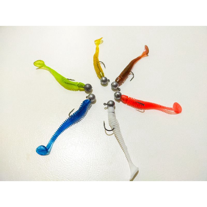 UMPAN CASTING GABUS KERAPU KAKAP DASARAN JIGHEAD SOFTLURE PADLE TAIL 7gr 7cm