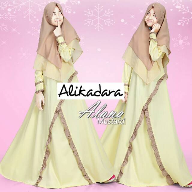 Alana mustard gamis set by alikadara kids
