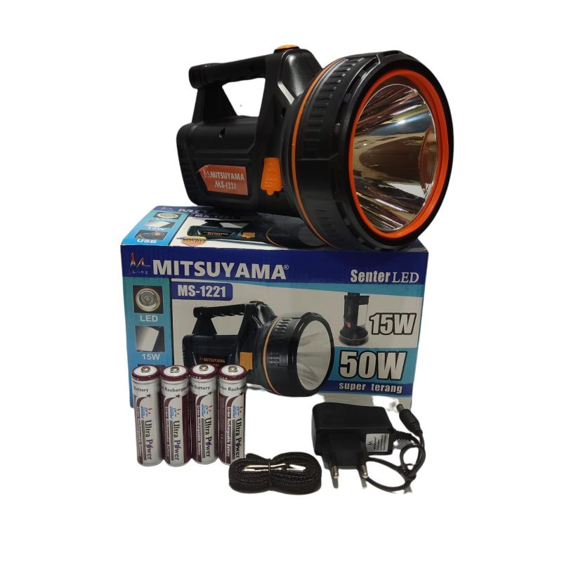 SENTER JUMBO LED MITSUYAMA 50 Watt MS-1221 Super Terang // SENTER 50 WATT + lampu emergency + powerbank MS-1221 | FMS