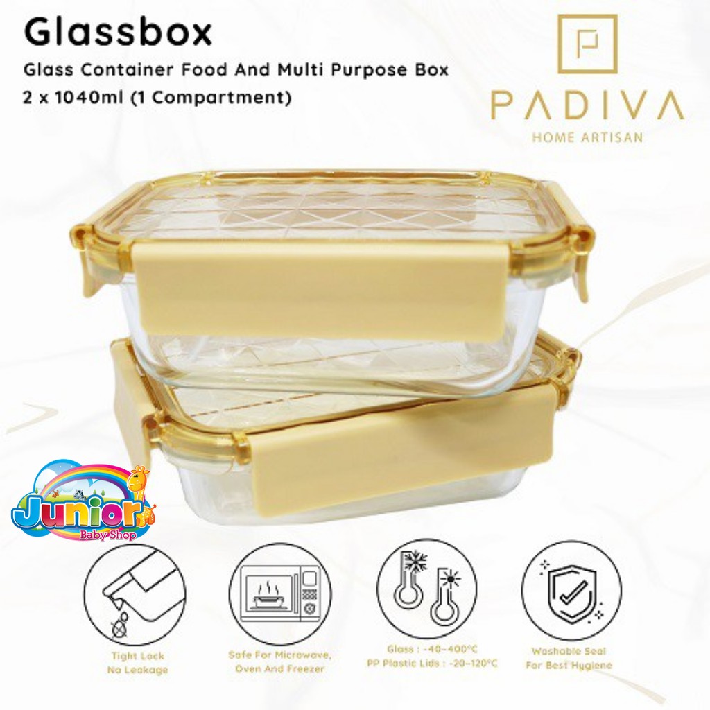 Padiva Glassbox Crystal 1040ml 2pcs Aqua/Silver/Pink