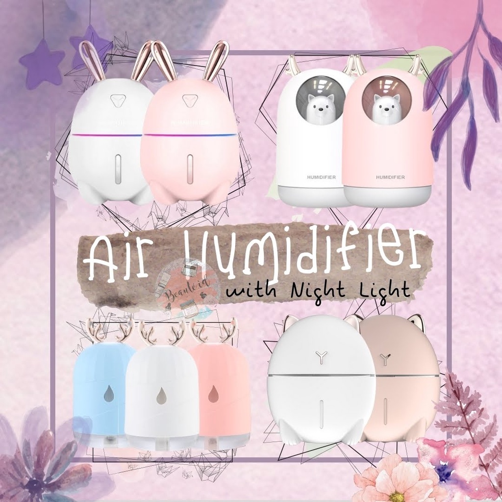 Pengharum Pelembab Udara Ruangan Kamar Air Humidifier Lucu Cute RGB Lampu Tidur Ultrasonic Aromatherapy Oil Diffuser Mini Hadiah Gift Souvenir