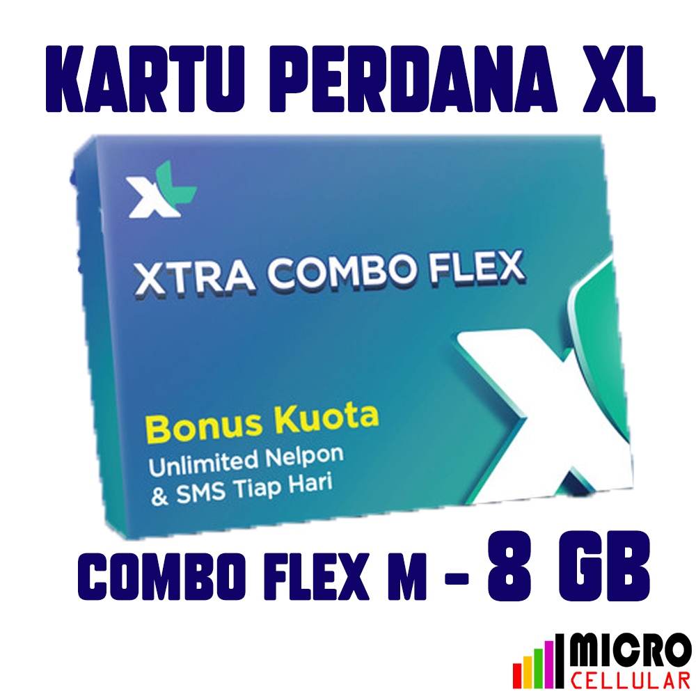 Kartu Perdana XL Combo Flex M 8 GB + Bonus Kuota 2 GB - Unlimited WA dan LINE