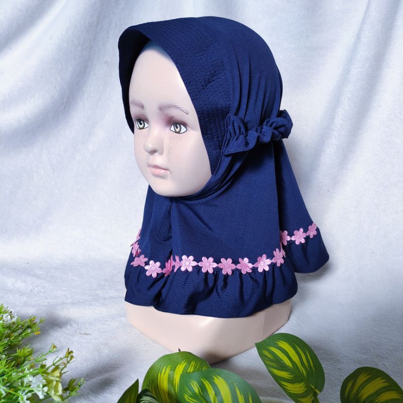 Jilbab baby 1 bulan - 1 tahun Anak Bunga Kriwil Endors Unyu Hijab Baby Flow