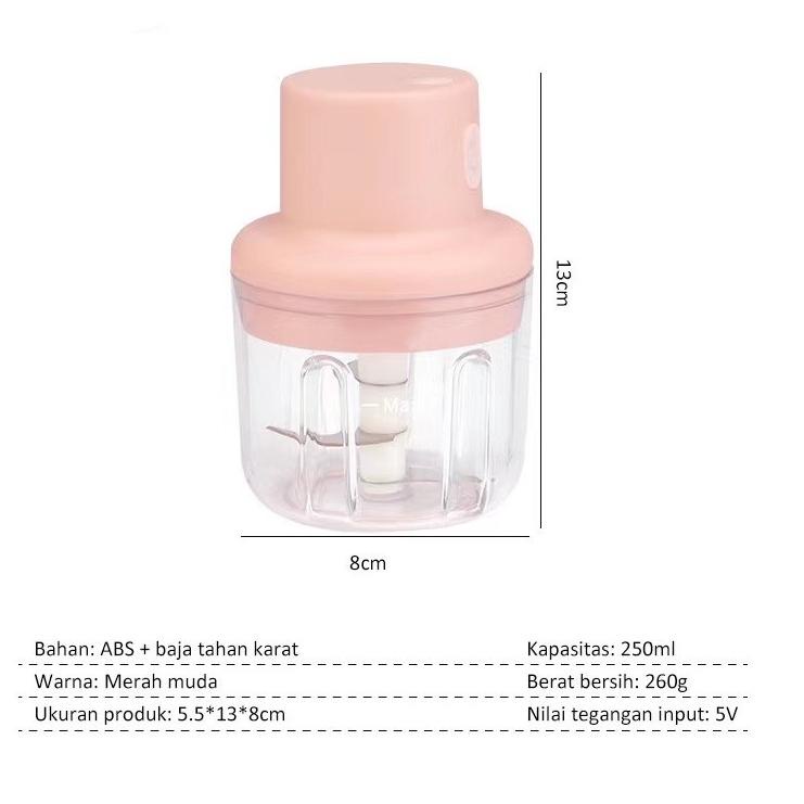 Kualitas Bagus LOTTOL Blender Portabel Elektrik Tanpa Kabel Mini Chopper 250ML