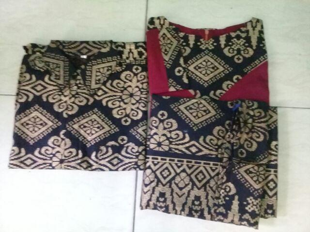Srg 723 Couple Sarimbit Batik Prada Kombinasi Rok Dan Blus Setelan Baju Kondangan / Baju Pesta