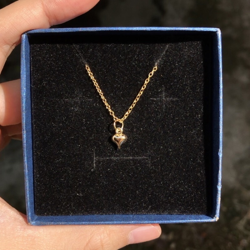 Kalung love liontin kecil hati lapis emas 14k tahan karat “Saram”