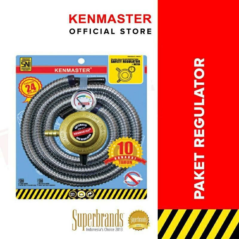 Kenmaster Selang Gas Paket + Regulator Meter TEKANAN RENDAH