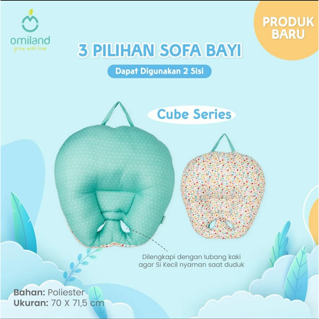 [2 kg] Omiland Sofa Bayi Multifungsi (Lubang Kaki) Motif Print Cube Series - OYS 6821