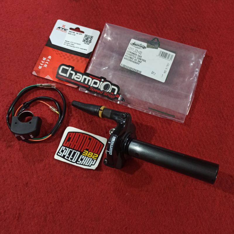 Paket Gas Spontan Domino Racing Italy 1 Kabel Gas + Saklar Engine ON OFF KTC Kytaco Ninja 150 RR R S