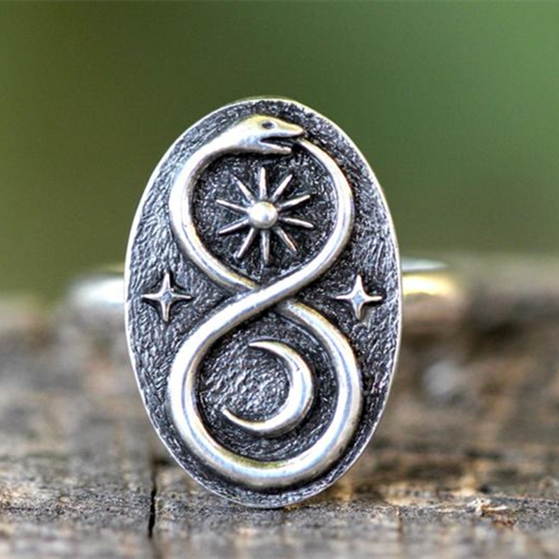 [X C Perhiasan] Hip hop retro fashion Wanita Ular Berbentuk Cincin Aksesoris Perhiasan Pesta