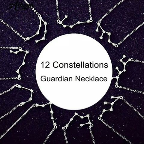 LUCKYSTORE.MEDAN Kalung Silver dengan Liontin Konstelasi Zodiak Horoskop Aksen Berlian Imitasi