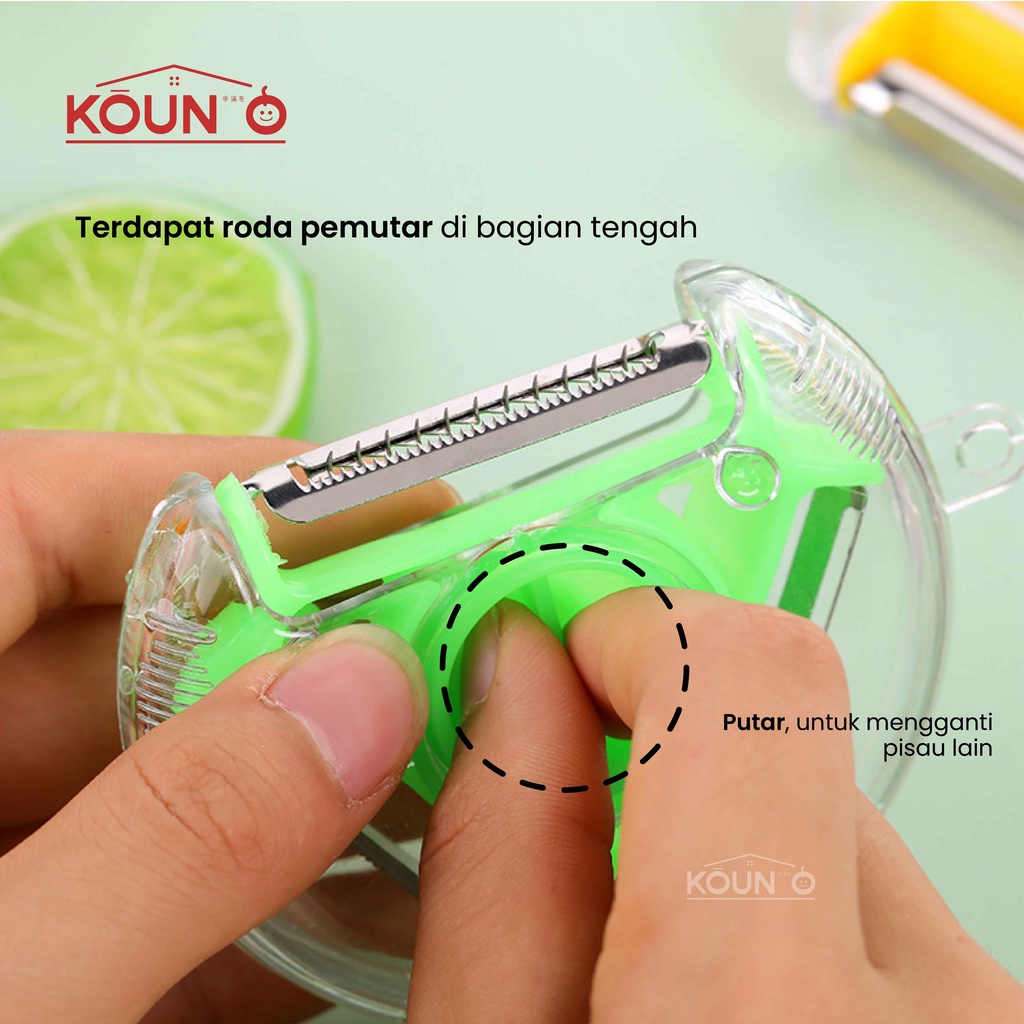 Pisau Pengupas Buah &amp; Sayur 3 in 1 Alat Kupas Kentang Pisau Dapur Stenlis Serbaguna Peeler Stainless