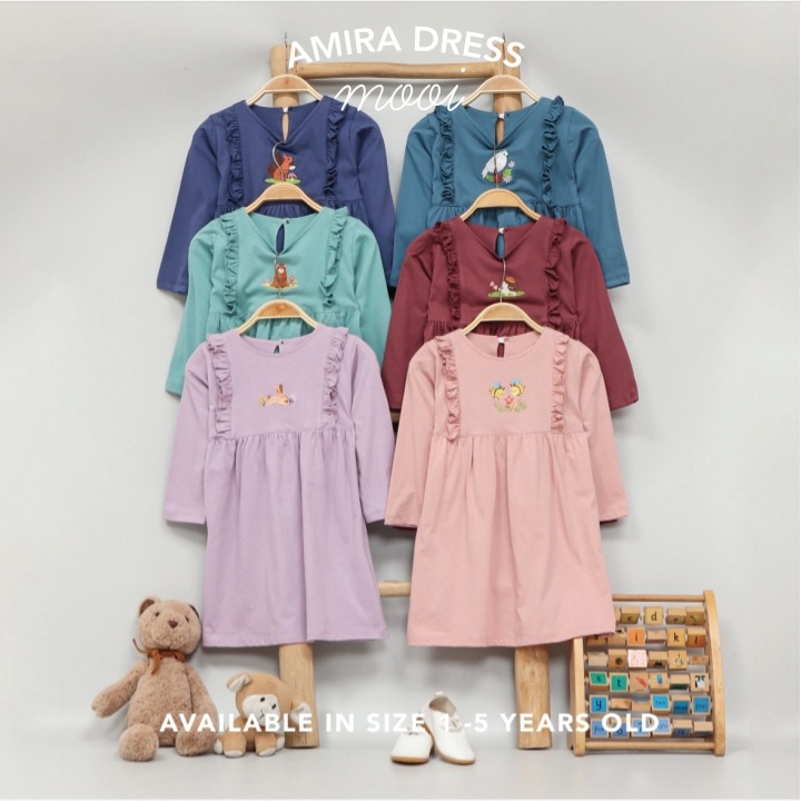 MOOI AMIRA DRESS LEBARAN ANAK DRESS MUSLIM / Raya / Lebaran PEREMPUAN DRES BAYI 1-5 Tahun P100