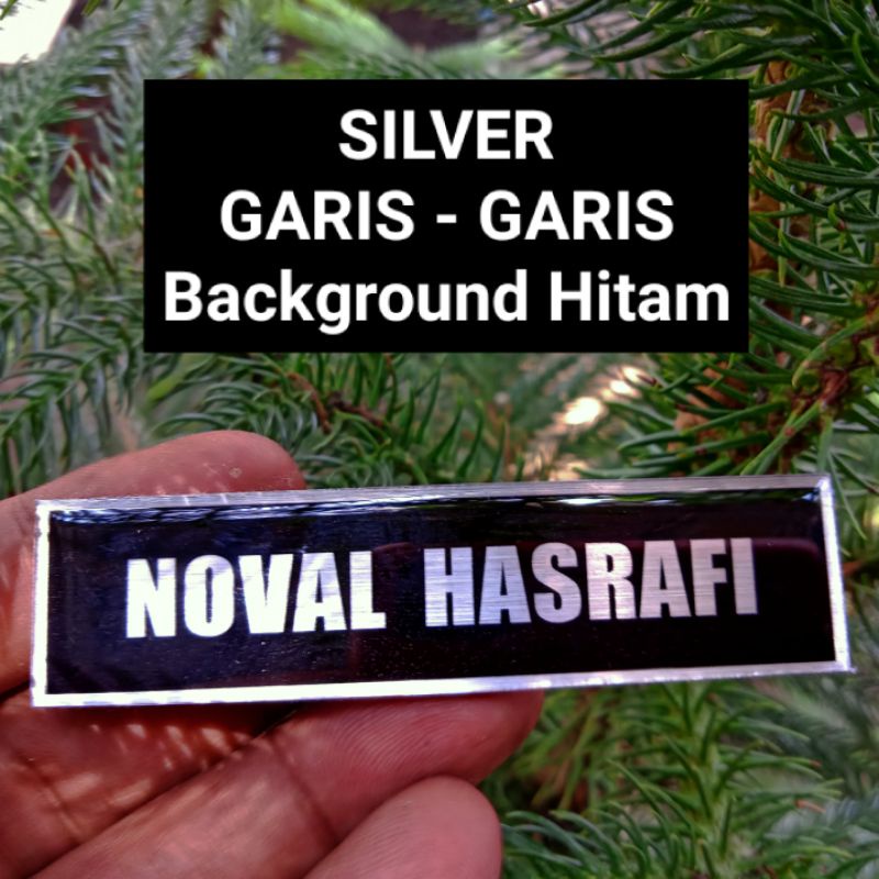 Name Tag Silver Garis Garis
