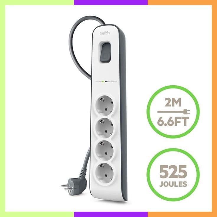 Belkin Surge Protector Colokan Listrik Anti Petir 4 Out Bsv400Vf2M