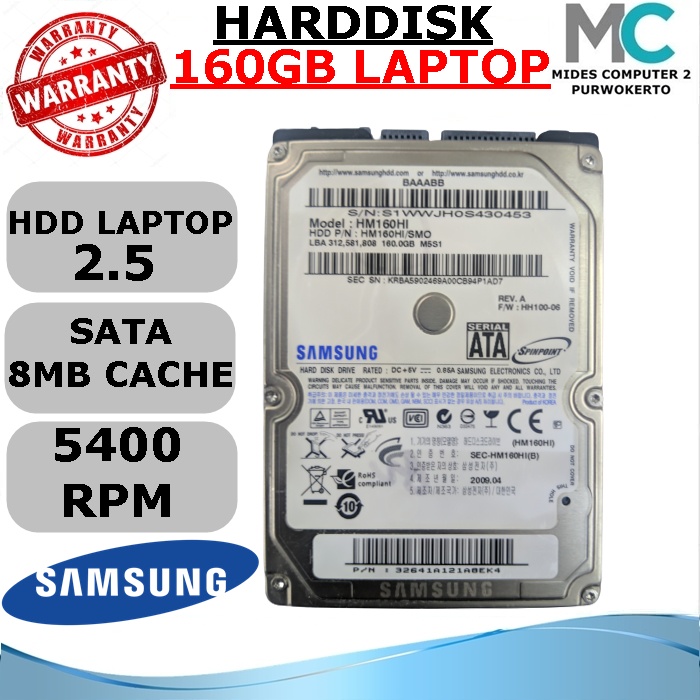 Hardisk Internal Laptop 2.5 160GB Sata Samsung