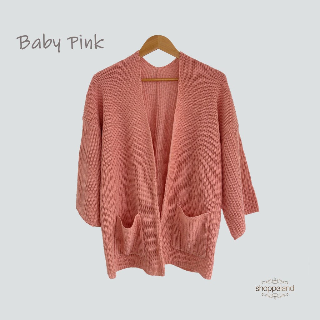 CARDIGAN RAJUT LAVELLA OVERSIZE-Baby Pink