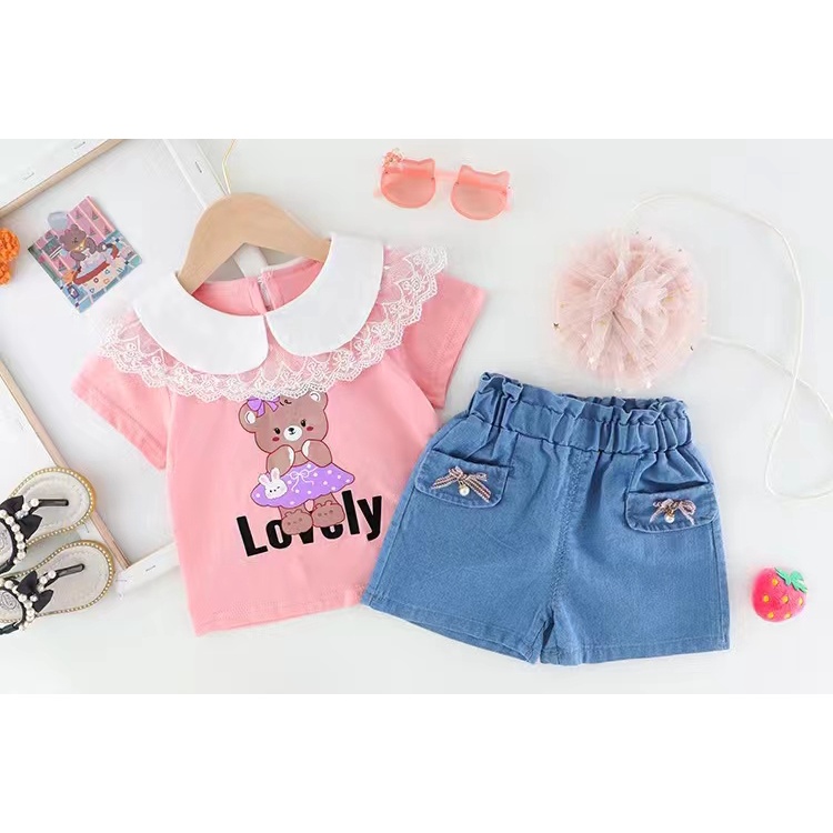 Setelan Anak Perempuan Import  Celana Jeans/Setelan celana pendek anak cewek import