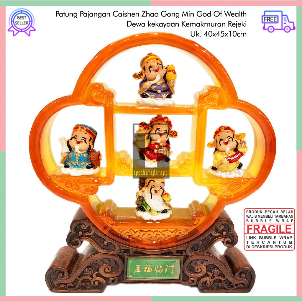 Pajangan Patung Hiasan Hadiah Meja Kantor Dewa Cai Shen Chaisen Caisen Amulet Kekayaan Kwan Kong Guan Yu Bumi Maitreya Rejeki Hoki Keberuntungan Fengshui Fengsui Feng Shui Altar Sembahyang Batu Giok Resin Rupang Gelang Tasbih Buddha Budha Statue Necklace