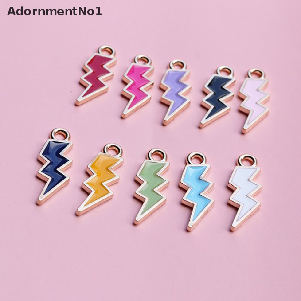 (AdornmentNo1) 10pcs Manik-Manik Enamel Bentuk Petir Untuk Aksesoris Perhiasan DIY