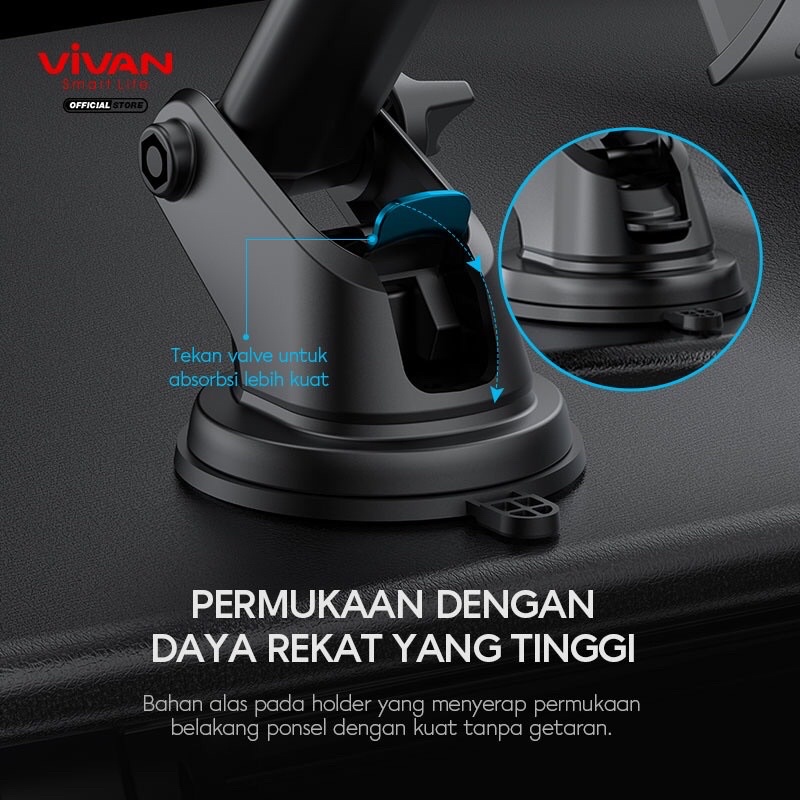 VIVAN Car Holder Universal CHS10 Rotasi 360° Pengunci Otomatis Untuk Ponsel 4.0 inch - 6.5 inch-Garansi 1 Tahun