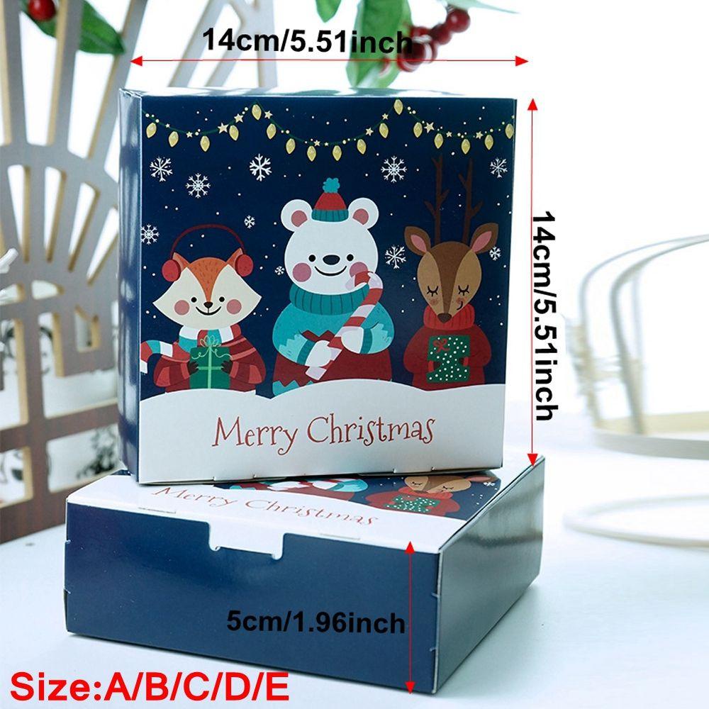 Solighter1/3/5pcs Kotak Hadiah Natal Untuk Teman Cookie Box Rusa Merry Christmas