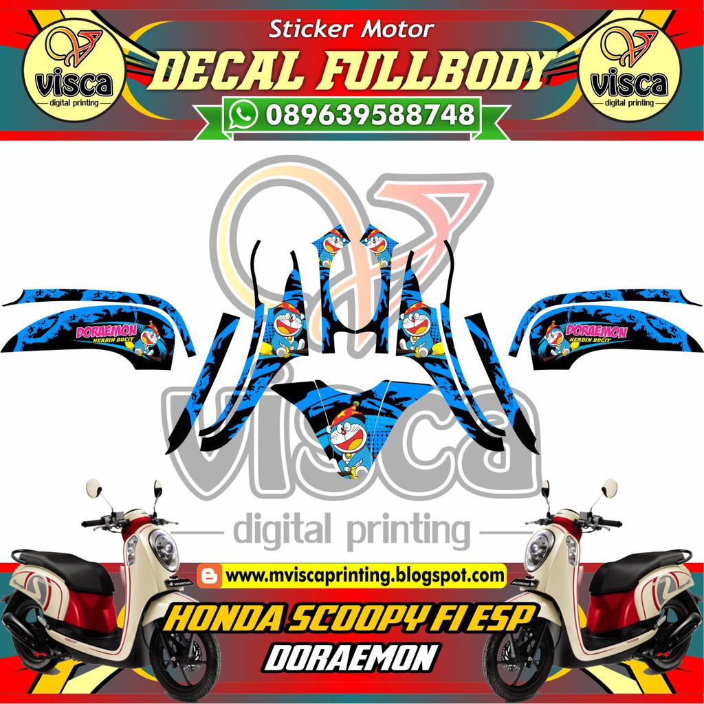 Dekal Stiker Motor Scoopy Stiker Doraemon Scoopy Fi Decal Stiker