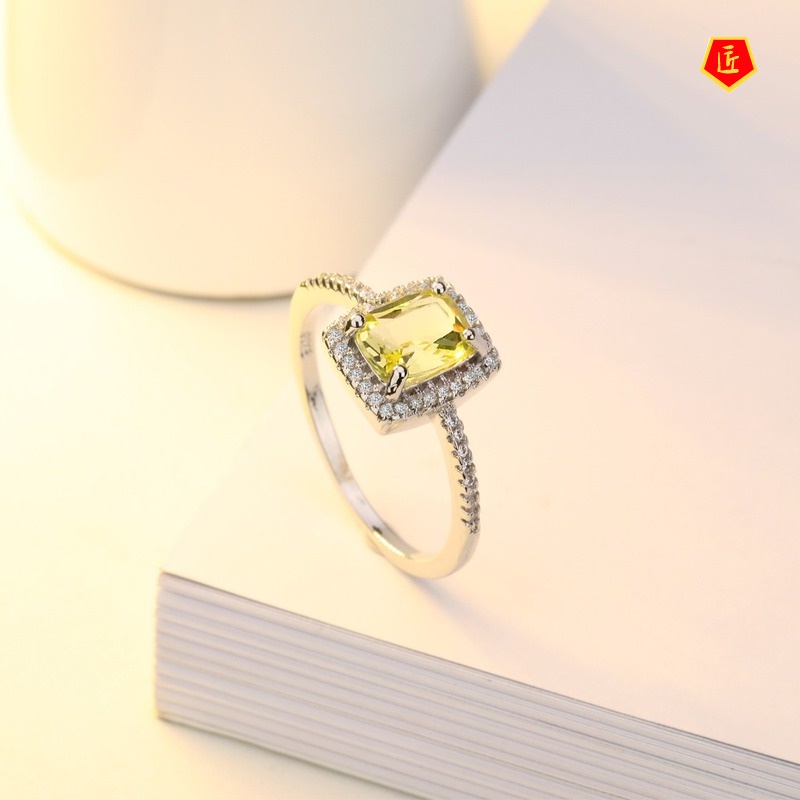 [Ready Stock]Multicolor Gems Ring 925 Silver Simple Elegant