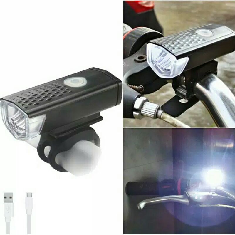 Lampu depan sepeda LED USB charge, bisa di cas kembali