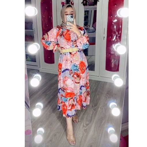 LONG TUNIK FLOWER ZARA IMPORT FREE BELT