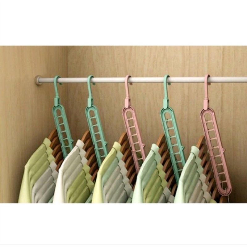 GANTUNGAN MAGIC HANGER FOLDABLE GANTUNGAN BAJU LIPAT AJAIB 9 IN 1