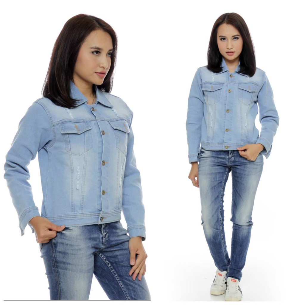 [COD] Jaket Jeans Denim Wanita Biondy Are Torn Original