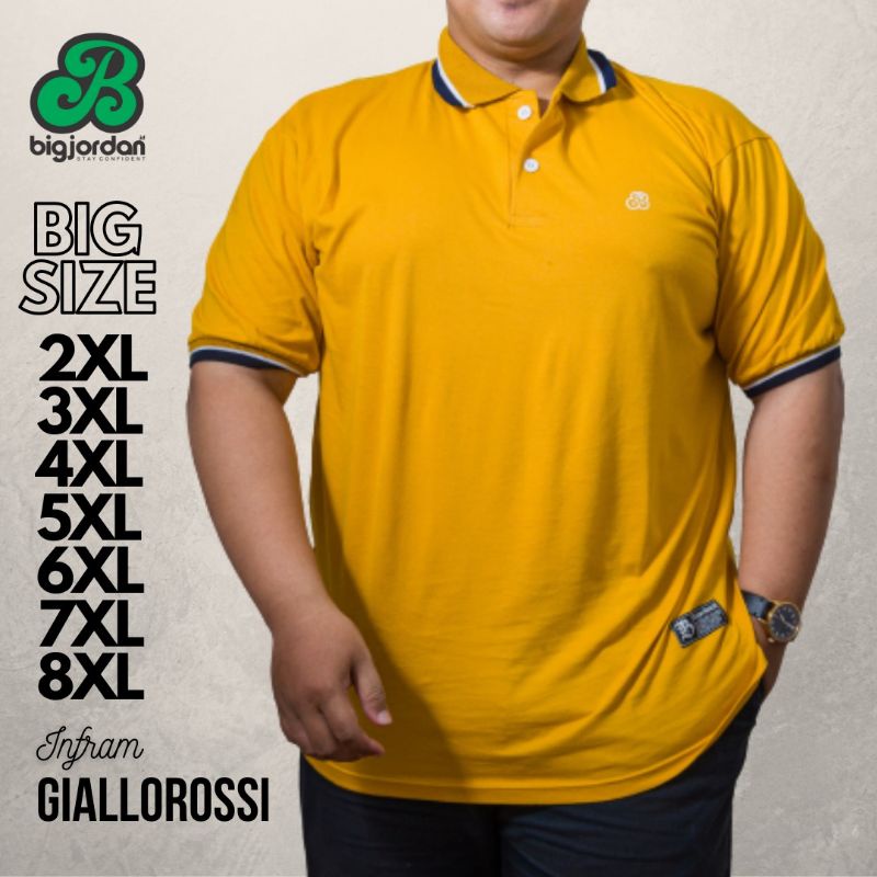 POLO STRIP COMBED - KUNING LIST HITAM PUTIH GIALOROSSI ORIGINAL BIG JORDAN big size jumbo size jumbo