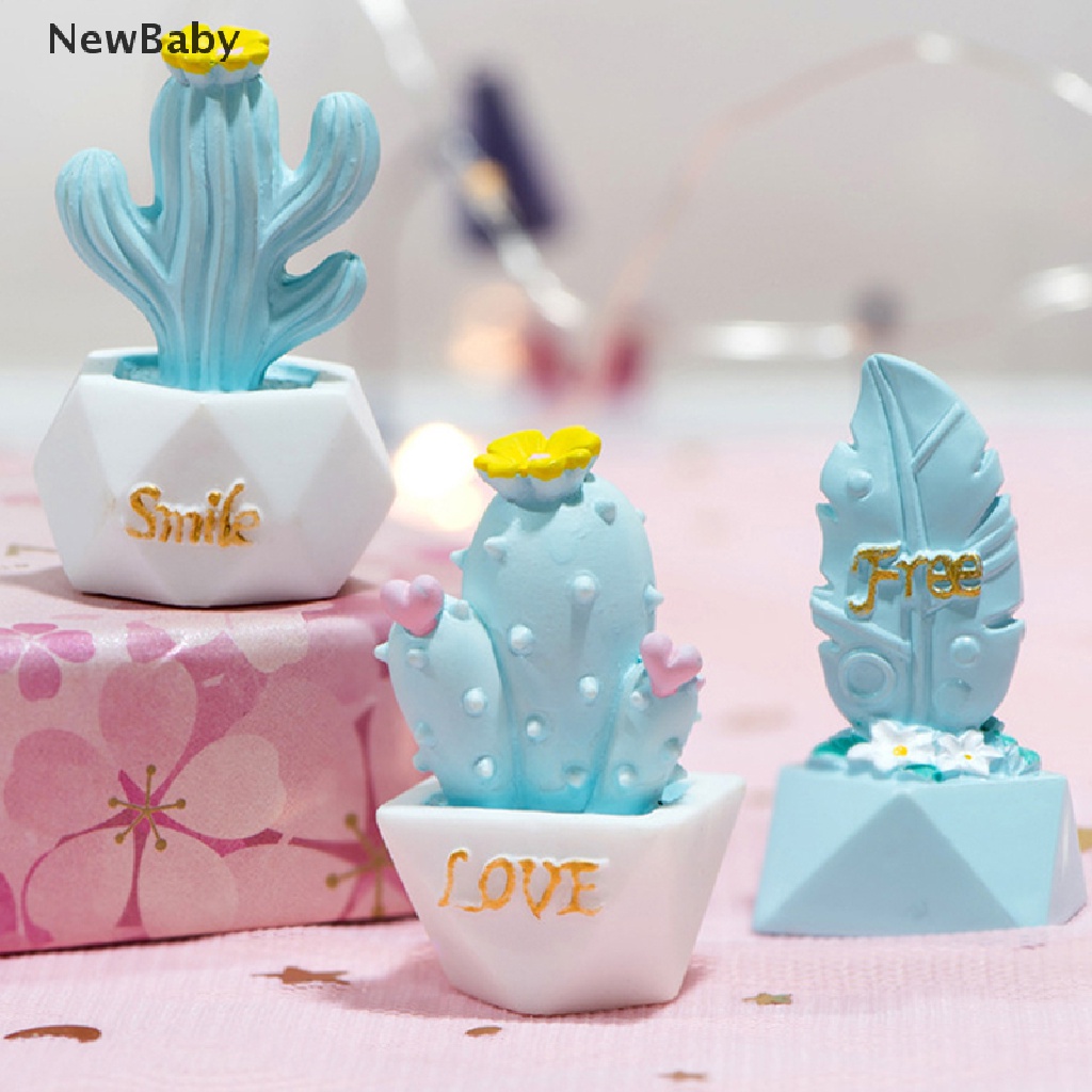 Newbaby 10pcs Miniatur Kaktus Bahan Resin Untuk Dekorasi