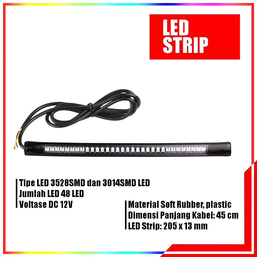 Lampu LED Strip Indikator Rem dan Sein Sepeda Motor Mobil Flexible - LED Bar Sign and Brake Assist Lamp Motorcycles