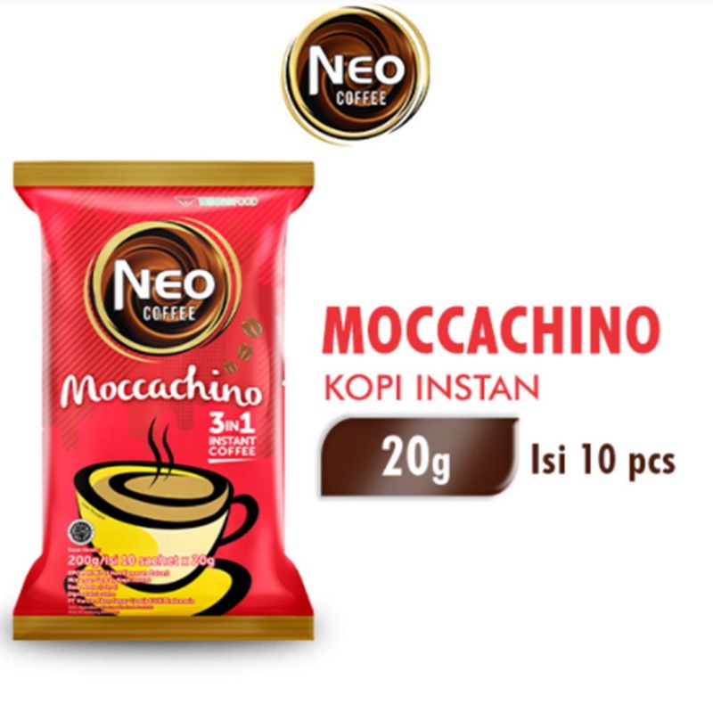 

Neo Coffee Moccachino 200 gr Neo Coffe Kopi Instan 3in 1 Moccachino 20g Isi 10 Pcs