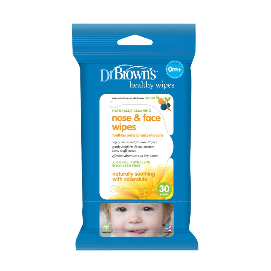 Dr. Brown's Nose &amp; Face Wipes Tissue Basah 30 Sheets