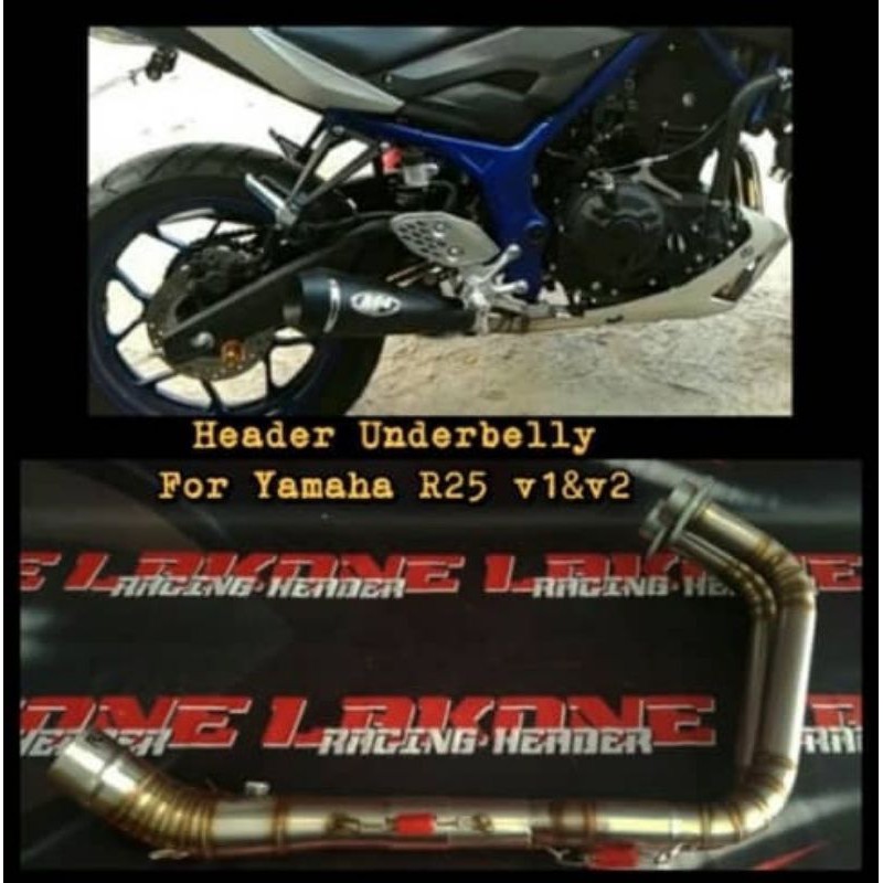 pipa leher / header knalpot racing YAMAHA R25 MODEL KOLONG / UNDERBELLY
