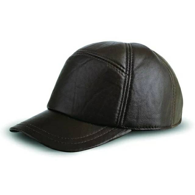 Topi Kulit Asli Casual Coklat Tua Brown